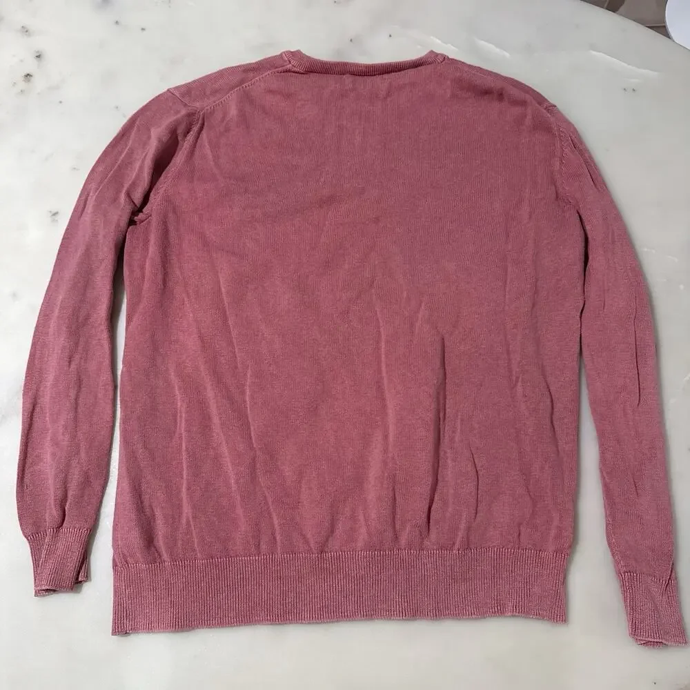 Vineyard Vines Shep & Ian Men L Cashmere Blend Coral Pink Sweater Coastal Casual